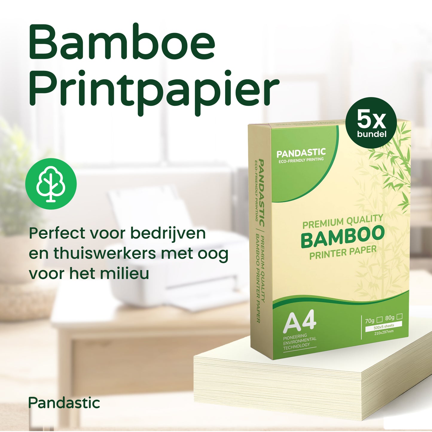 PANDASTIC BAMBOE KOPIEERPAPIER A4 80GR/M² 5x500 VELLEN