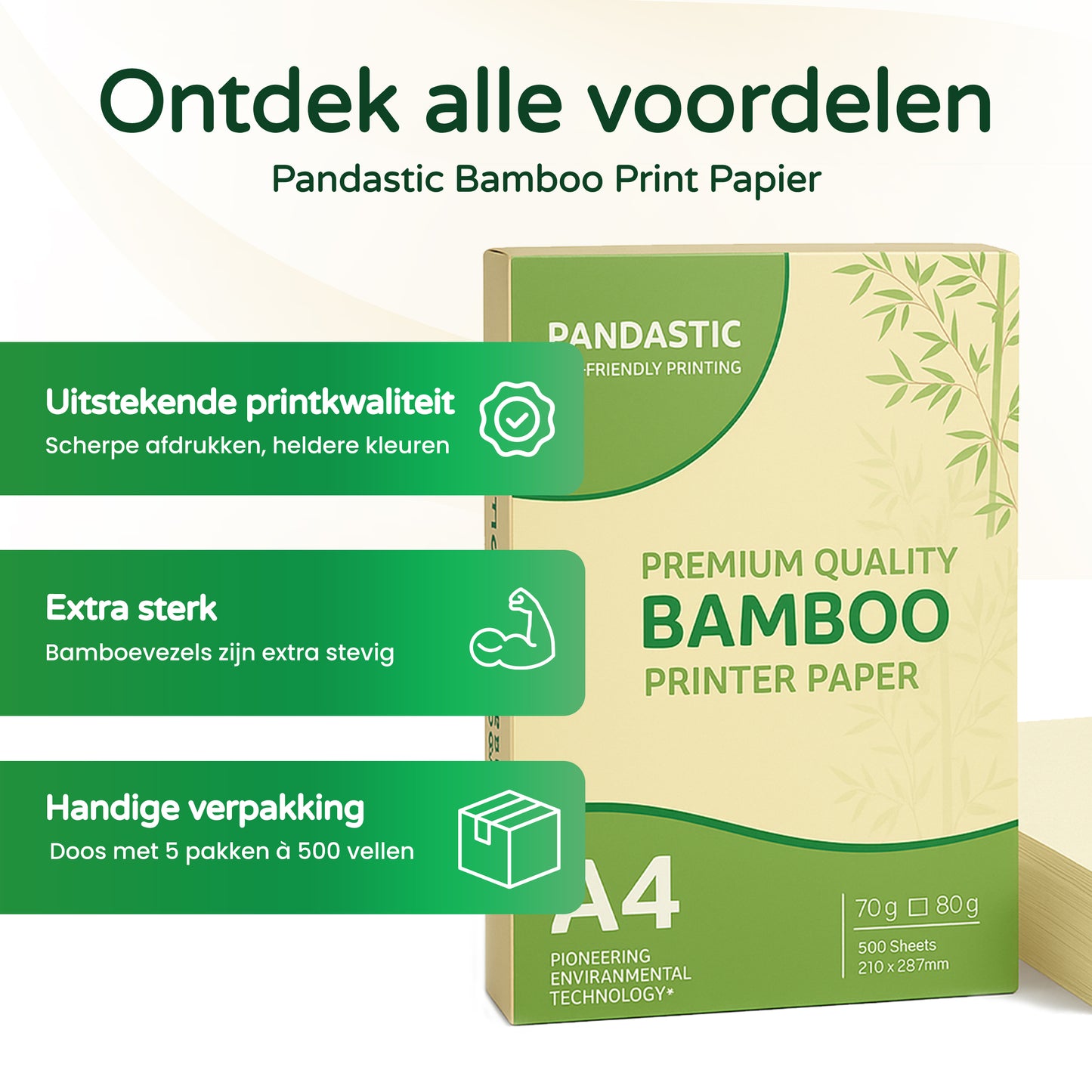 PANDASTIC BAMBOE KOPIEERPAPIER A4 80GR/M² 5x500 VELLEN